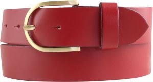 Dameng�rtel aus Spaltleder mit goldener G�rtelschlie�e 4,0 cm Rot
