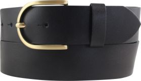 Dameng�rtel aus Spaltleder mit goldener G�rtelschlie�e 4,0 cm Schwarz