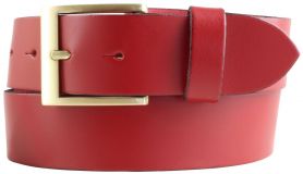 Gürtel aus Spaltleder mit goldener Gürtelschnalle 4,0 cm Rot