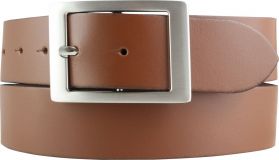 Gürtel aus Spaltleder mit Doppel-Schnalle 4,0 cm Cognac