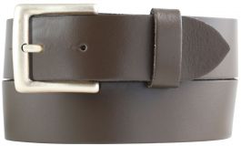 Gürtel aus Spaltleder mit altsilberner Gürtelschließe 4,0 cm Braun