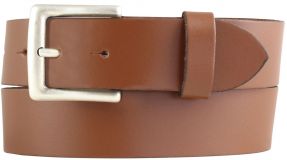 Gürtel aus Spaltleder mit altsilberner Gürtelschließe 4,0 cm Cognac