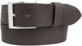 G�rtel mit Edelstahl-G�rtelschnalle aus Vollb�ffelleder 4,0 cm Braun