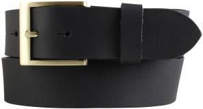 Gürtel aus Vollbüffelleder mit goldener Gürtelschnalle 4,0 cm Schwarz