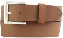 Gürtel aus Vollbüffelleder mit altsilberner Gürtelschließe 4,0 cm Mittelbraun