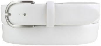 Damengürtel aus glattem Leder 3,0 cm Weiß