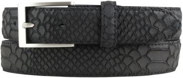 Gürtel mit Pythonprägung 3,0 cm Schwarz
