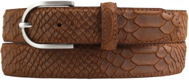 Damengürtel mit Pythonprägung 3,0 cm Tabac