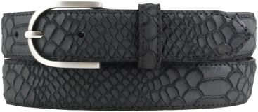 Damengürtel mit Pythonprägung 3,0 cm Schwarz