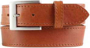 Jeansgürtel aus Vollrindleder mit Naht 4,0 cm Tabac