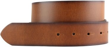 Herren-Gürtel aus Vollrindleder mit geschwärzten Kanten ohne Schließe 4,0 cm Cognac