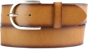 Damen-G�rtel aus Vollrindleder mit geschw�rzten Kanten 4,0 cm Tabac