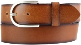 Damen-G�rtel aus Vollrindleder mit geschw�rzten Kanten 4,0 cm Cognac