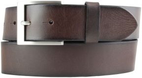 Herren-Gürtel mit Edelstahl-Gürtelschnalle aus Vollrindleder mit geschwärzten Kanten 4,0 cm Braun
