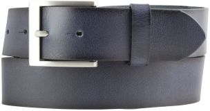 Herren-Gürtel mit Edelstahl-Gürtelschnalle aus Vollrindleder mit geschwärzten Kanten 4,0 cm Marine