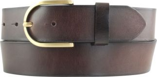 Damen-Gürtel mit geschwärzten Kanten und goldener Gürtelschließe 4,0 cm Braun