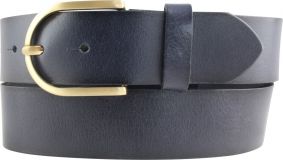 Damen-Gürtel mit geschwärzten Kanten und goldener Gürtelschließe 4,0 cm Marine