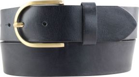 Damen-Gürtel mit geschwärzten Kanten und goldener Gürtelschließe 4,0 cm Schwarz