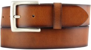 Gürtel aus Vollrindleder mit geschwärzten Kanten 4,0 cm Cognac