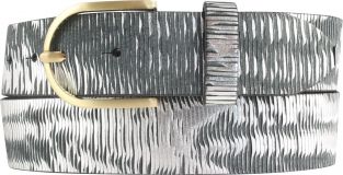 Damengürtel mit Metall-Optik mit goldener Gürtelschließe 4,0 cm Schwarz Metallik