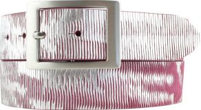 Herren-Gürtel mit Metall-Optik und Doppel-Schließe 4,0 cm Fuchsia
