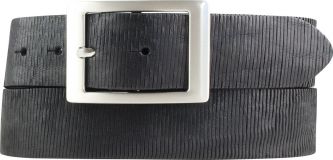 Herren-Gürtel mit Metall-Optik und Doppel-Schließe 4,0 cm Schwarz