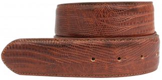 Gürtel mit Echsenprägung ohne Schließe 4,0 cm Cognac
