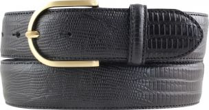 Damengürtel mit Echsenprägung und goldender Gürtelschließe 4,0 cm Schwarz