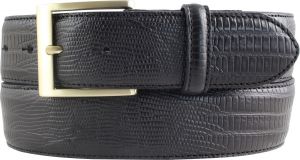 Herren-Gürtel mit Echsenprägung und goldener Gürtelschließe 4,0 cm Schwarz