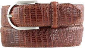 Damengürtel mit Echsenprägung 4,0 cm Cognac