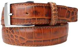 Gürtel mit Krokoprägung 3,5 cm Tabac