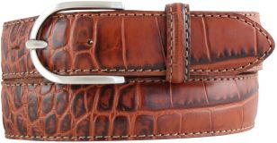 Damengürtel mit Krokoprägung 3,5 cm Tabac