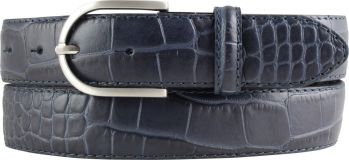 Damengürtel mit Krokoprägung 3,5 cm Marine
