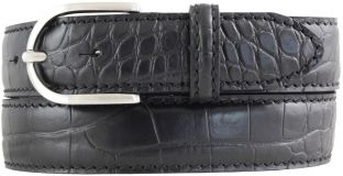 Damengürtel mit Krokoprägung 3,5 cm Schwarz