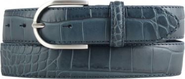 Damengürtel mit Krokoprägung 3,5 cm Jeansblau
