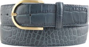 Damengürtel mit Krokoprägung und goldener Gürtelschließe 4,0 cm Jeansblau
