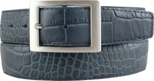 Gürtel mit Krokoprägung und Doppel-Schnalle4,0 cm Jeansblau