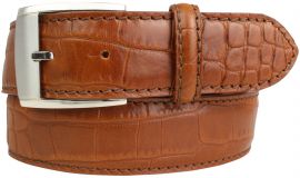 Gürtel mit Krokoprägung 4,0 cm Tabac