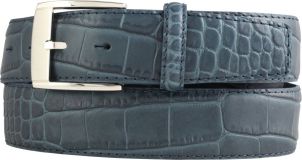 Gürtel mit Krokoprägung 4,0 cm Jeansblau