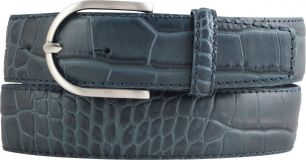 Damengürtel mit Krokoprägung 4,0 cm Jeansblau