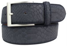 Gürtel mit Edelstahl-Gürtelschnalle und Pythonprägung 4,0 cm Marine