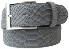 Gürtel mit Edelstahl-Gürtelschnalle und Pythonprägung 4,0 cm Dunkelgrau
