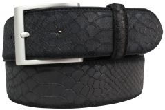 Gürtel mit Edelstahl-Gürtelschnalle und Pythonprägung 4,0 cm Schwarz