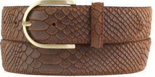 Damengürtel mit Pythonprägung mit goldener Gürtelschließe 4,0 cm Tabac