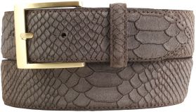 Gürtel mit Pythonprägung und goldener Gürtelschnalle 4,0 cm Braun