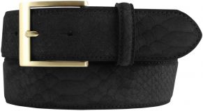 Gürtel mit Pythonprägung und goldener Gürtelschnalle 4,0 cm Schwarz
