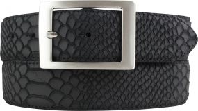 Gürtel mit Pythonprägung und Doppel-Schnalle 4,0 cm Schwarz