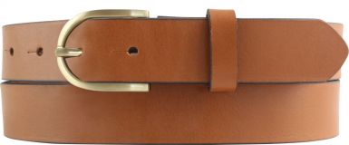 Überlängengürtel aus Vollrindleder mit goldener Gürtelschnalle 3,0 cm Cognac