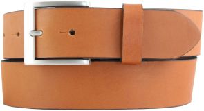 Überlängengürtel mit Edelstahl-Gürtelschnalle aus Vollrindleder 4,0 cm Cognac