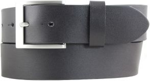 Überlängengürtel mit Edelstahl-Gürtelschnalle aus Vollrindleder 4,0 cm Schwarz